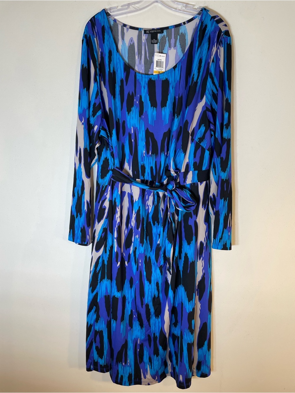 INC International Concepts Ikat Leopard Print Long Sleeve Belted Dress. 3X. NWT.